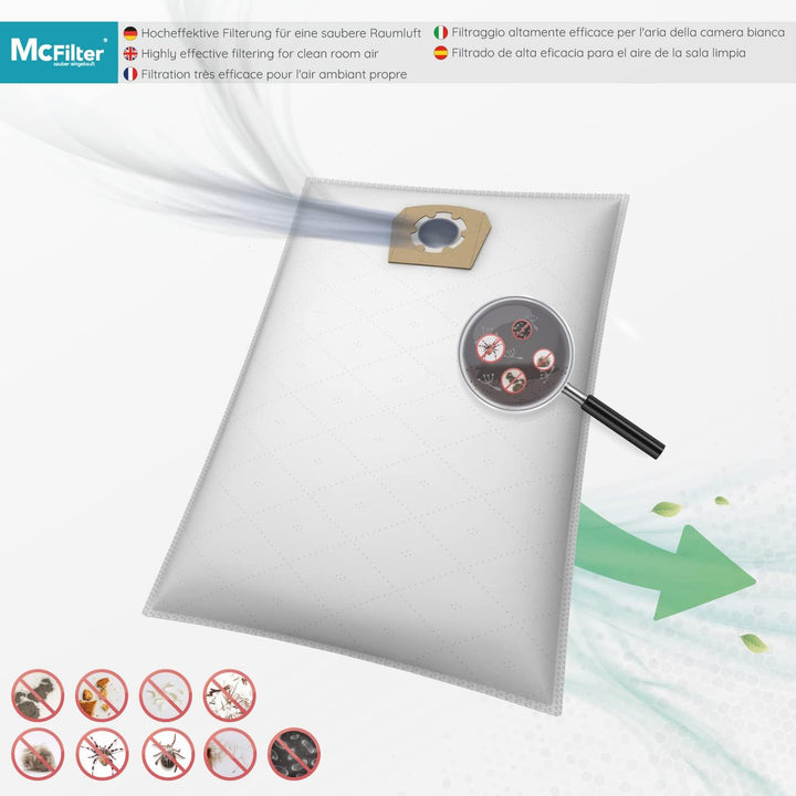 McFilter I 10 Staubsaugerbeutel U 831m universal kompatibel mit Kesselsauger und Industriesauger, Be