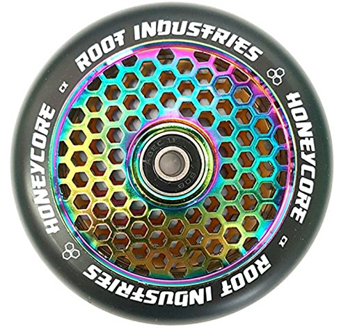 Root Industries Air Honeycore 120mm Stunt-Scooter Rolle + Fantic26 Sticker (Rainbow Neochrome/Pu Sch