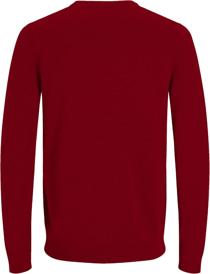 JACK &amp; JONES Male Strickpullover Einfarbig Strickpullover M Rot (Red Dahlia), M Rot (Red Dahlia)