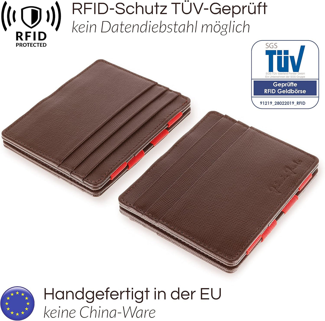 Jaimie Jacobs Flap Boy Slim mit Gravur - das Original - Magic Wallet ohne Münzfach Magischer Geldbeu