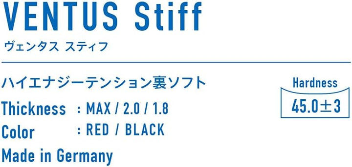 VICTAS Belag Ventus Stiff Schwarz 2,0 mm, Schwarz 2,0 mm