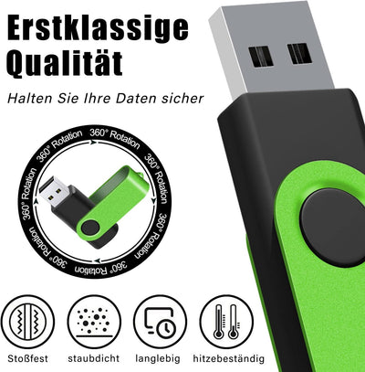 EASTBULL 8GB 10 stück Einklappbarer USB 2.0 Transmemory Memory Stick (Grün) 8GB Grün, 8GB Grün