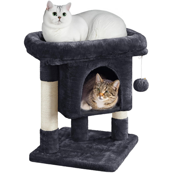 Yaheetech Kratzbaum 60 cm Kleiner Katzenkratzbaum, mit Katzenhöhle Plüsch Sisal, Katzenbaum Katzenmö