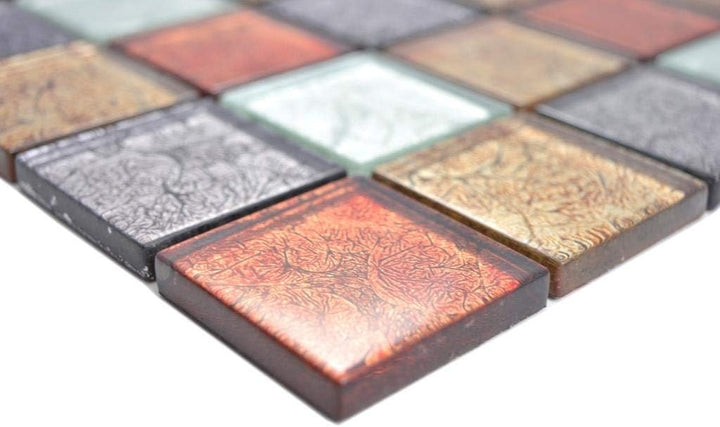 Transparentes Crystal Glasmosaik gold silber schwarz rot Struktur Wand Küche Dusche Bad Fliesenspieg