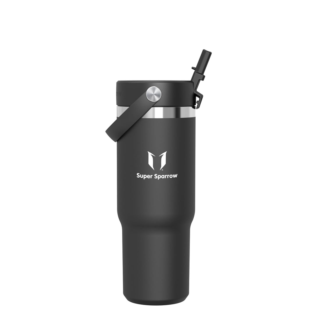 Sparrow Trinkflasche Edelstahl - Twistpath Thermosflasche mit Flex-Strohhalmdeckel - 900ml - BPA-fre
