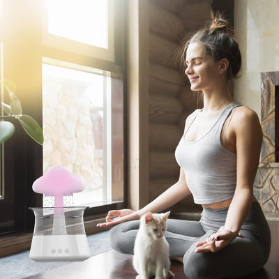 Wolkenluftbefeuchter, Rain Cloud Humidifier mit Fernbedienung,Diffusor für ätherisches Öl mit 7 Farb