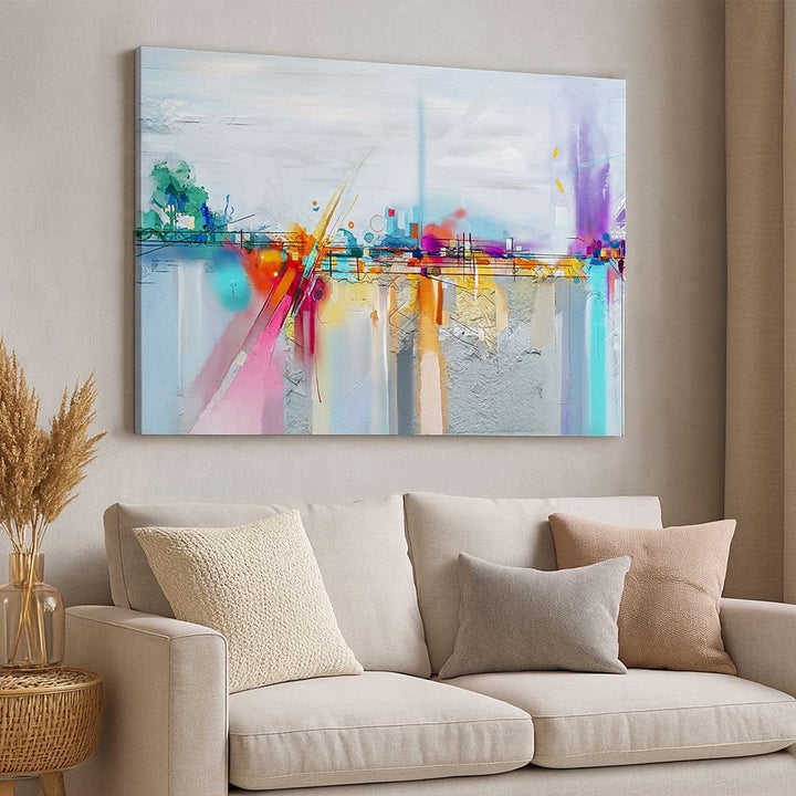 Bilder auf Leinwand 100x70cm Leinwandbild mit Rahmen Abstraktion modern Gross Wanddeko Bild Schlafzi