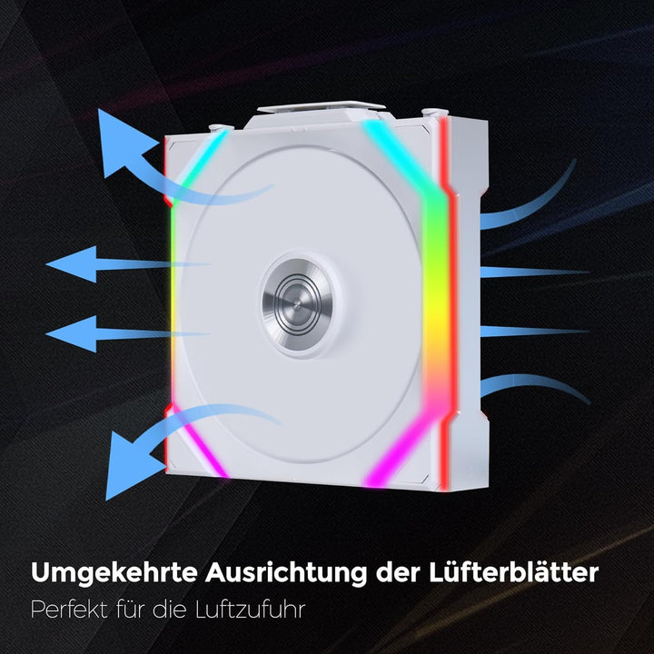 Lian Li UNI FAN SL Wireless LCD Lüfter, ARGB, PWM - Reverse Blade, 120 mm, weiss