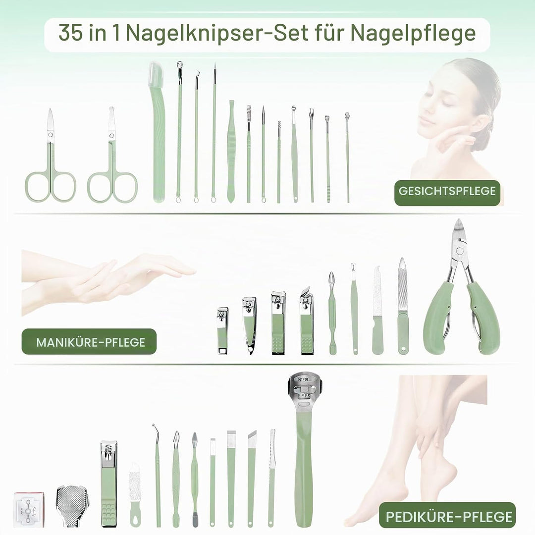 Madenia Nagelknipser Set Professionelle: 35 in 1 Tragbaren Maniküre Pediküre Set für Zuhause &amp; Reise