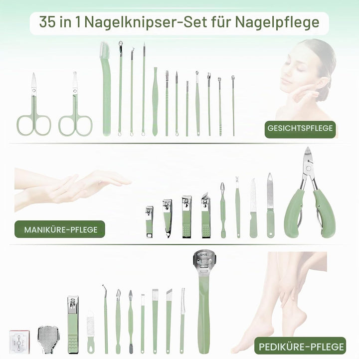 Madenia Nagelknipser Set Professionelle: 35 in 1 Tragbaren Maniküre Pediküre Set für Zuhause &amp; Reise
