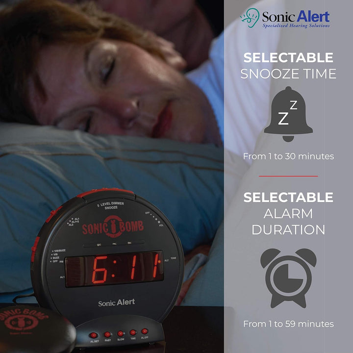 Geemarc SBB500 Super Laut Vibrations Wecker (85dB) - Schwarz SBB500SS Schwarz, SBB500SS Schwarz