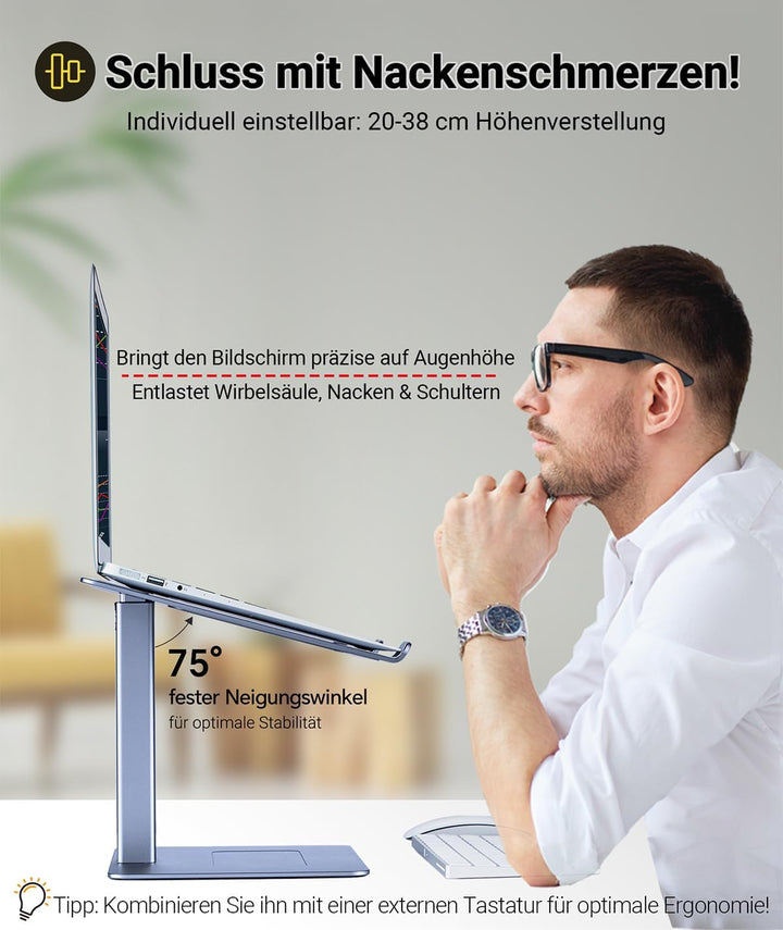 supamir Laptop Ständer Höhenverstellbar, Laptopständer für Schreibtisch, Stehen möglich, DJ Laptop S