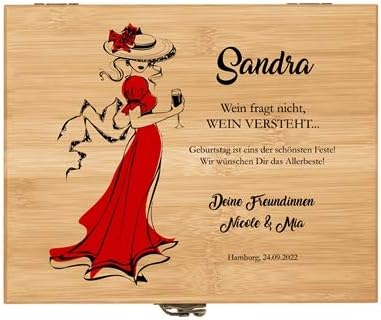 Maverton Weinöffner-Set personalisiert Weinset Sommelier Set - Geschenkbox Holzbox + 8er Weinzubehör