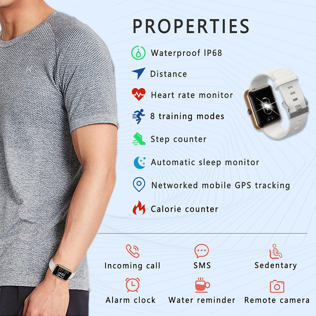 MicLee Damen Herren Smartwatch Fitness Armband Pulsuhren Fitness Tracker Wasserdicht IP68 Fitness Uh