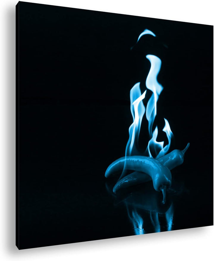 deyoli Feuer scharfe Pappironie Format: 60x60 Effekt: Monocrome Blau als Leinwandbild, Motiv fertig