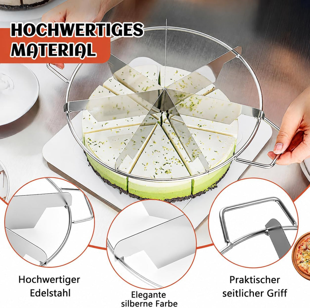 3 Stück Rund Tortenteiler, 6/7/8 Stücke Edelstahl Kuchenteiler mit Griff, Metall Tortenschneider Sch