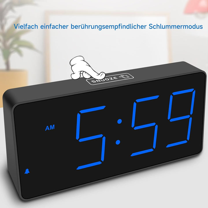 Eachui LED Wecker Digital mit Ladestation, Wecker mit Grossen Zahlen, Helligkeit und Lautstärke Rege