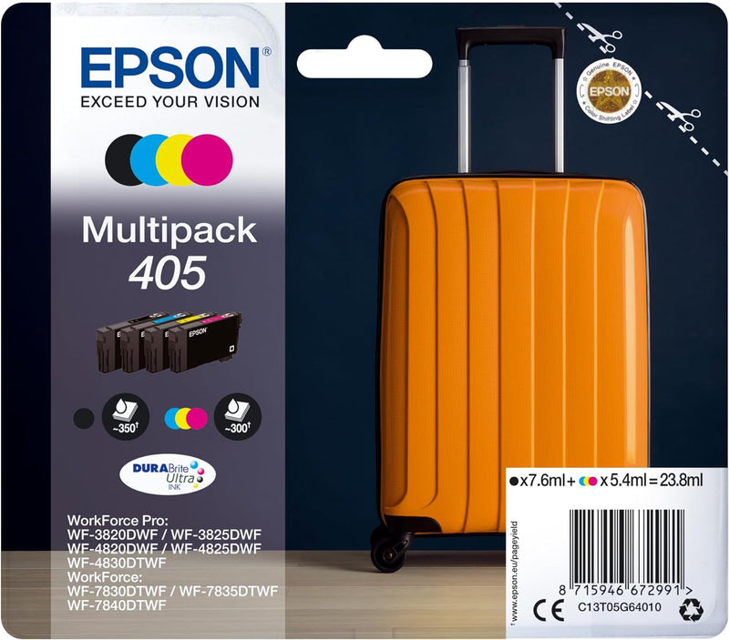 Epson Orginal 405 Tinte Koffer Multipack 4-farbig Standard WF-3820DWF WF-3825DWF WF-4820DWF WF-4825D