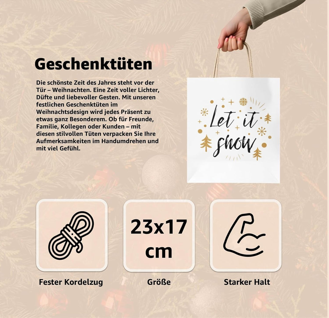 60 XXL-Geschenktaschen für Weihnachten: Weihnachtstüten ideal für Geschenkverpackungen, 60
