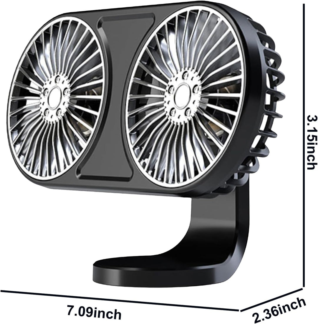 Auto Ventilator USB, Doppelköpfiger Ventilator Auto, Autoventilator mit 3 Geschwindigkeiten und Bunt