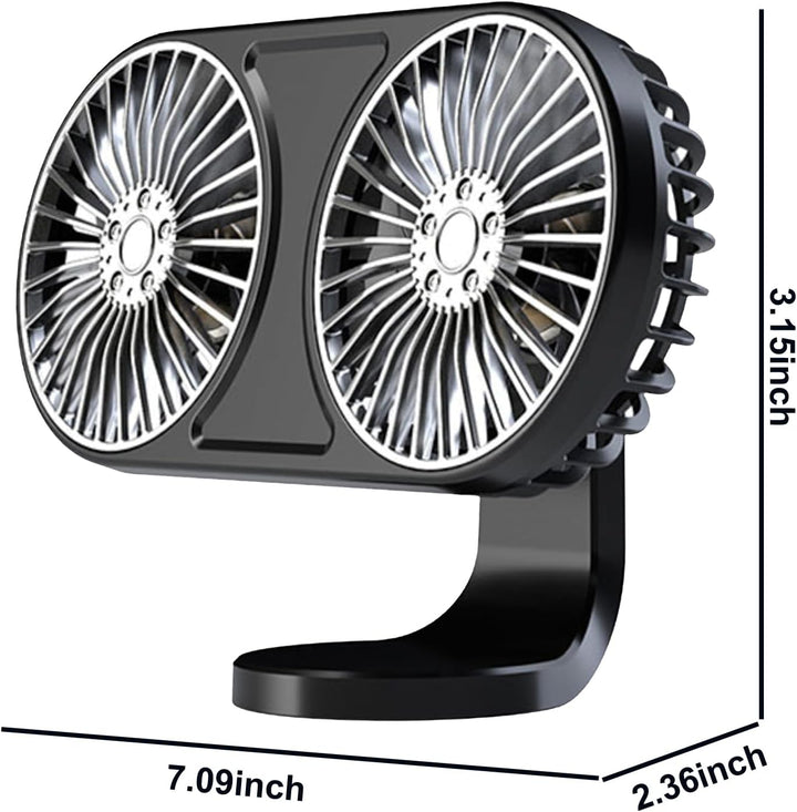 Auto Ventilator USB, Doppelköpfiger Ventilator Auto, Autoventilator mit 3 Geschwindigkeiten und Bunt