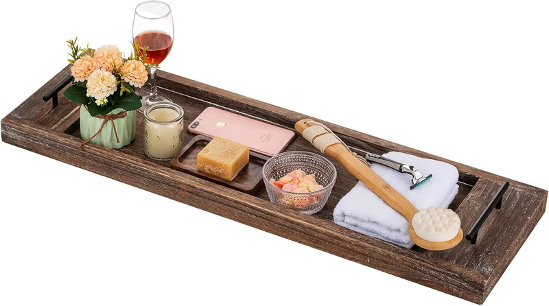 Hanobe Badewannenablage Serviertablett Holz Gross: Rustikal Badewannenbrett Rechteckig Extra Grosses