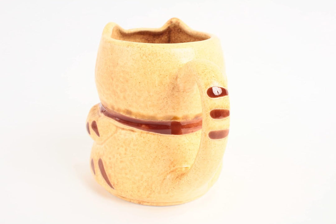 Mino ware Tasse, japanische Keramik, Manekineko-Katze, hergestellt in Japan (Import Japan), Honiggel
