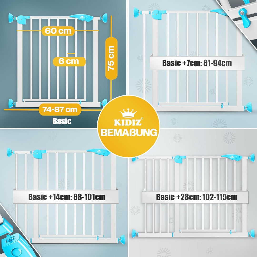 Kidiz® Türschutzgitter Absperrgitter Treppengitter Kindergitter | Gitter Haustier | ohne Bohren | be