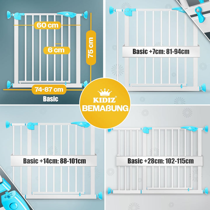Kidiz® Türschutzgitter Absperrgitter Treppengitter Kindergitter | Gitter Haustier | ohne Bohren | be