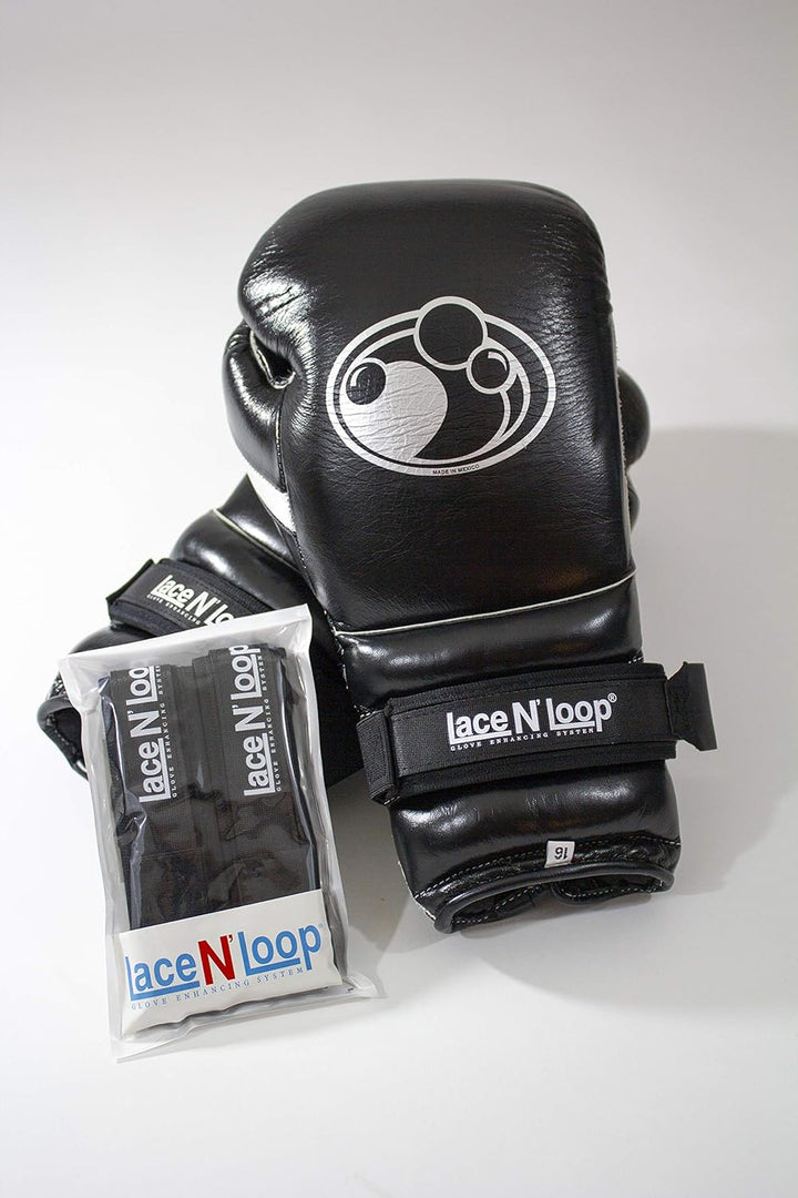 Lace N Loop Straps (Pair) - Lace-Up Boxing Glove Converter Schwarz, Schwarz