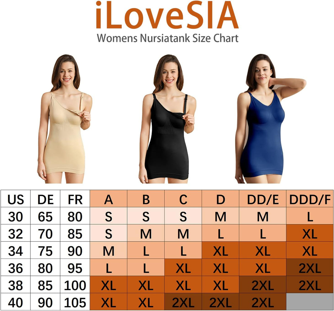 iloveSIA Damen Stilltops ohne Bügel Tanktop Unterhemd mit Integriertem BH für Stillen Schlaf 2er Lot