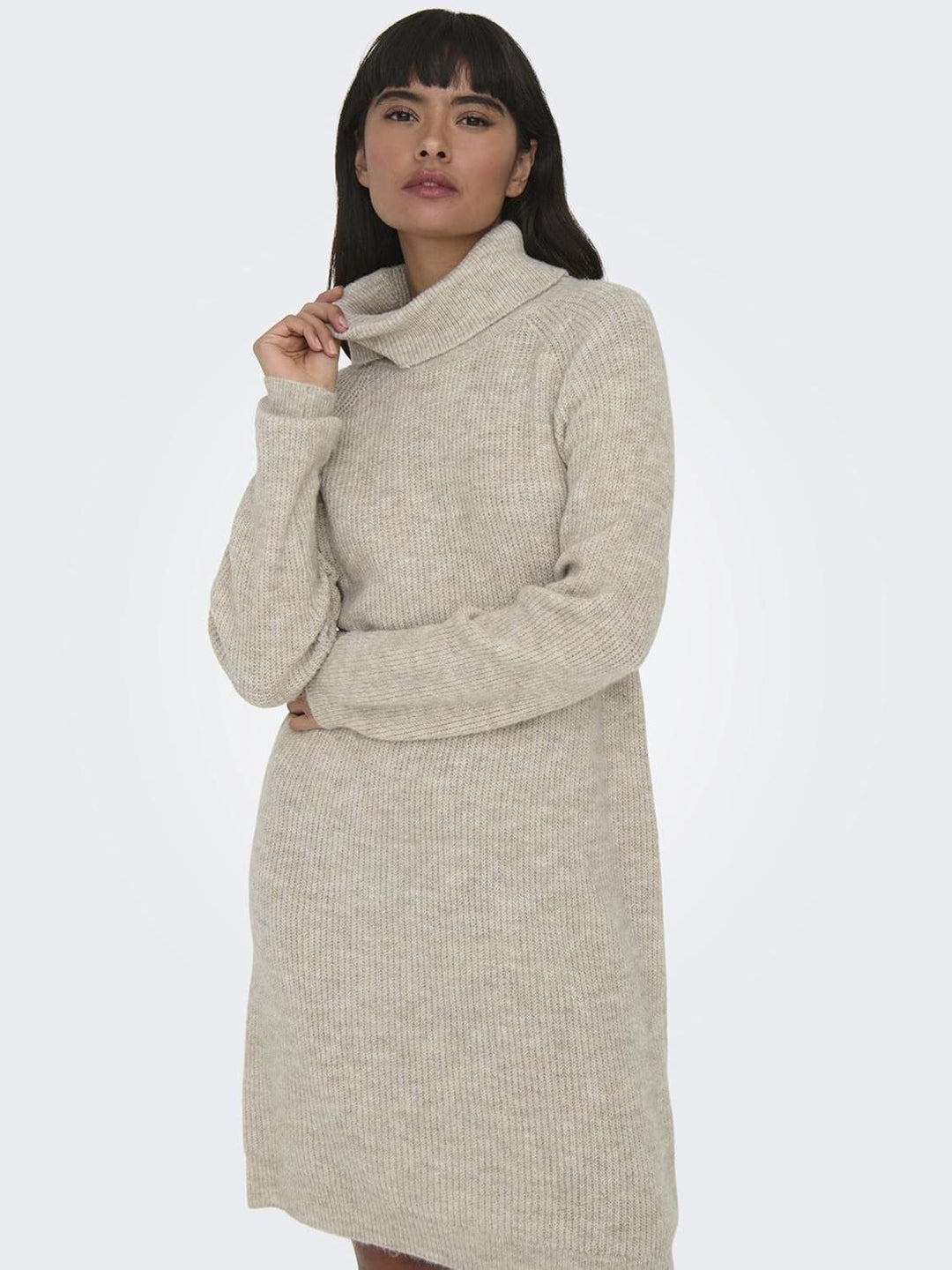 ONLY Female Strickpullover Hoch geschlossen Pullover M Pumice Stone, M Pumice Stone