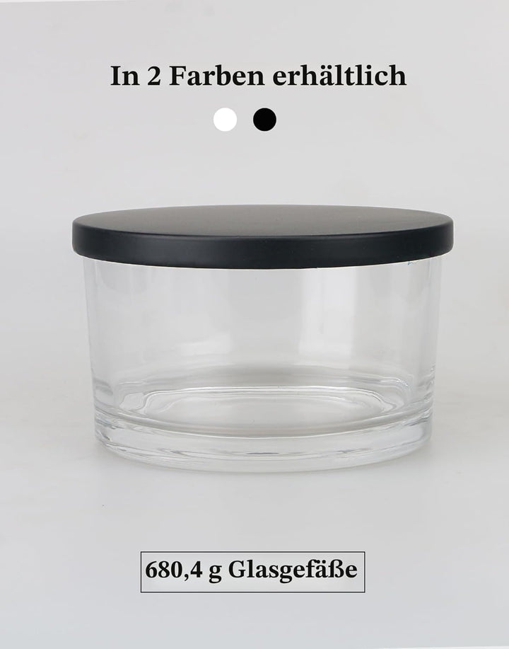 MILIVIXAY 6 x 680 ml Kerzengläser Mit Metalldeckel und Herstellungs-Kits - 3 Docht-Gläser, Leere Tra