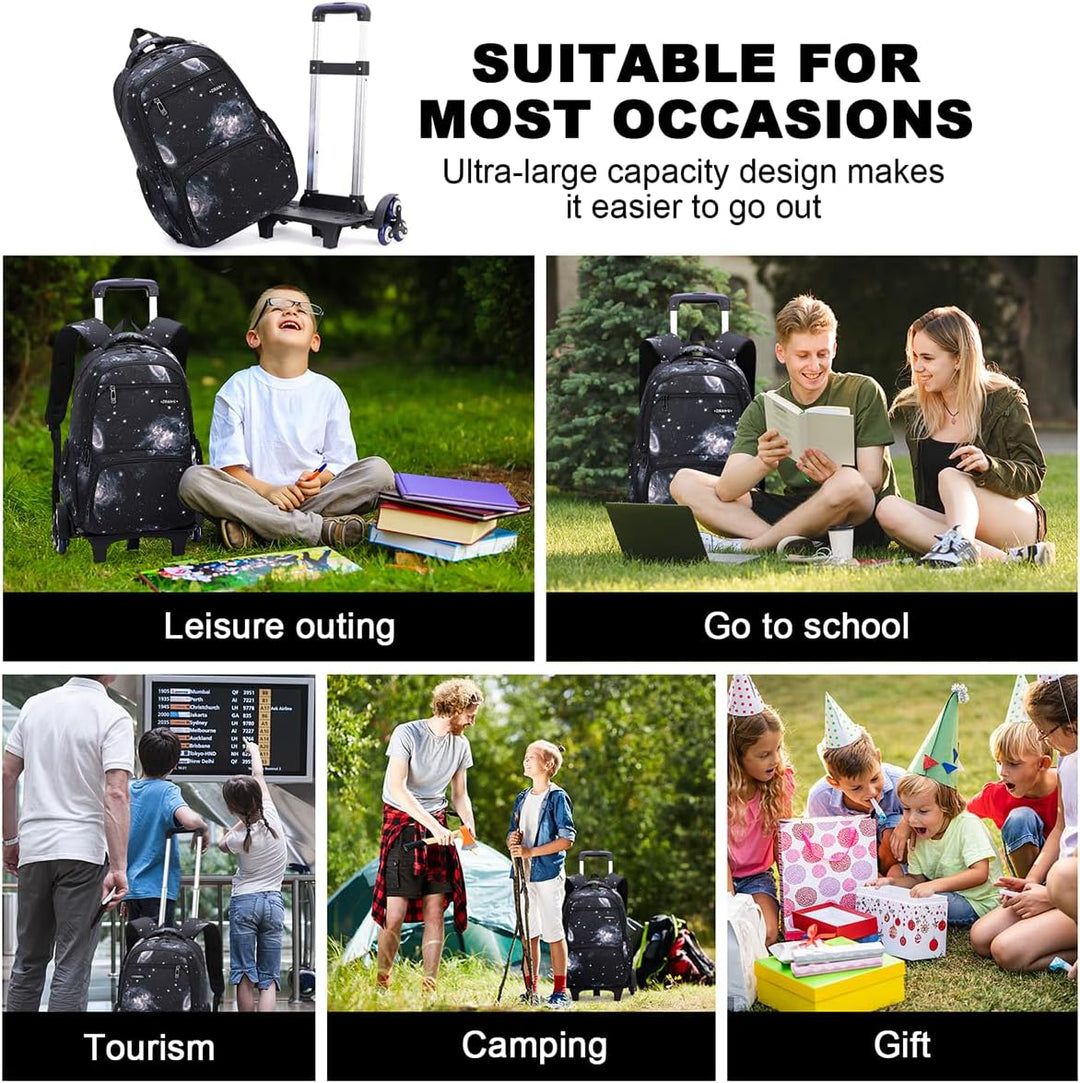 3pcs Schulrucksack Jungen mit Rollen Rucksack Trolley Kinder Schulrucksack mit Rollen Schultasche Tr