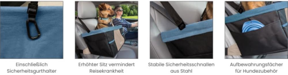 Kurgo Rover Hunde-Autositz, Inklusive Autogurt, Einfache Montage, Für Hunde bis zu 9 kg empfohlen, S
