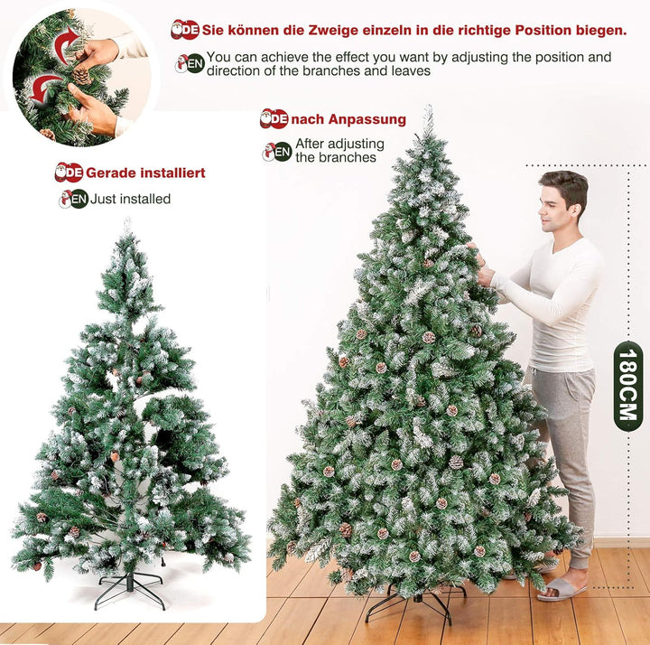 Yorbay künstlicher Weihnachtsbaum mit Beleuchtung weiss Schnee LED Tannenbaum für Weihnachten-Dekora