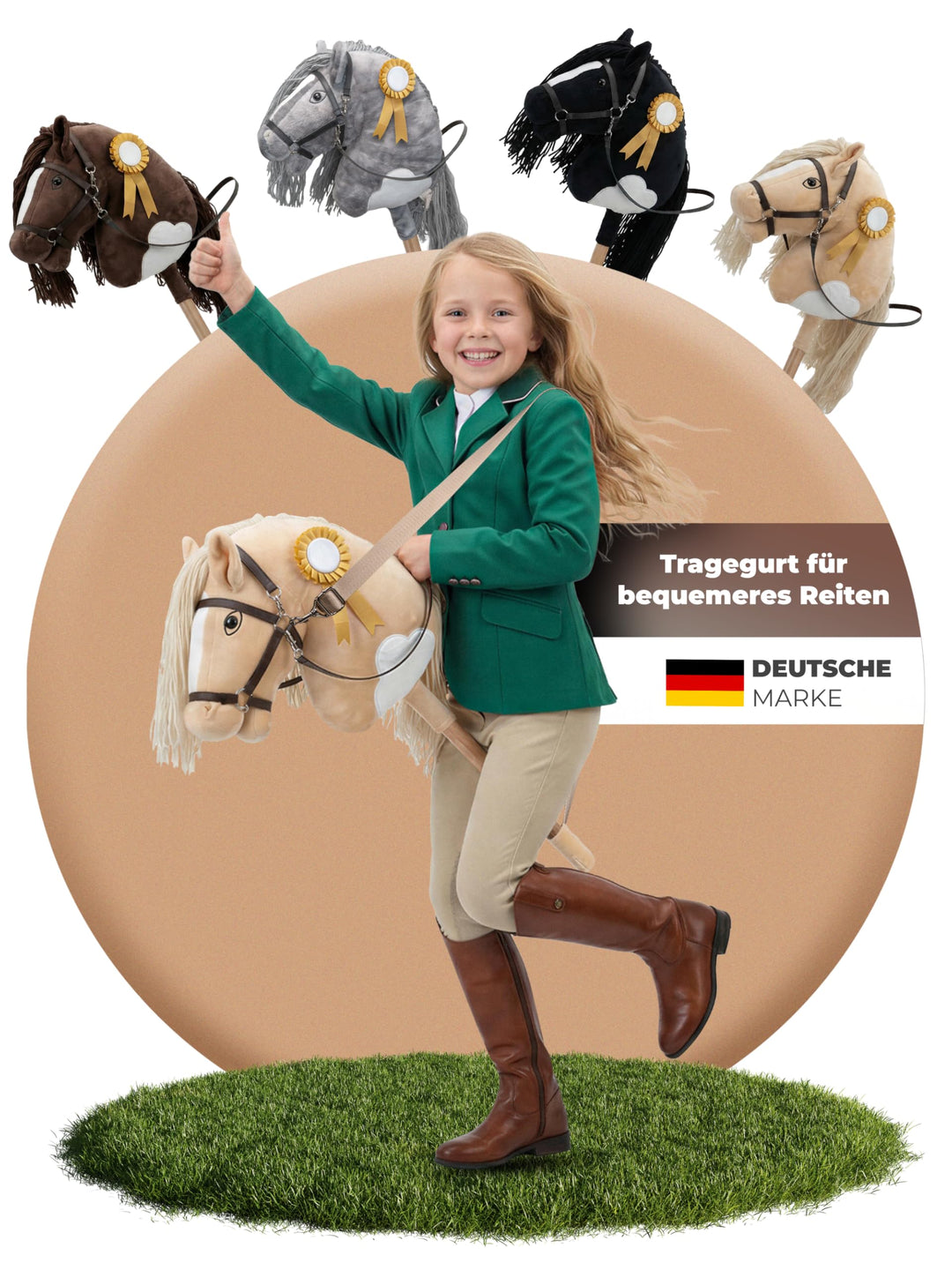 Hobby Horse Steckenpferd – Handgefertigtes Stockpferd für Kinder 4–12Jahre - Realistisches Hobby Hor