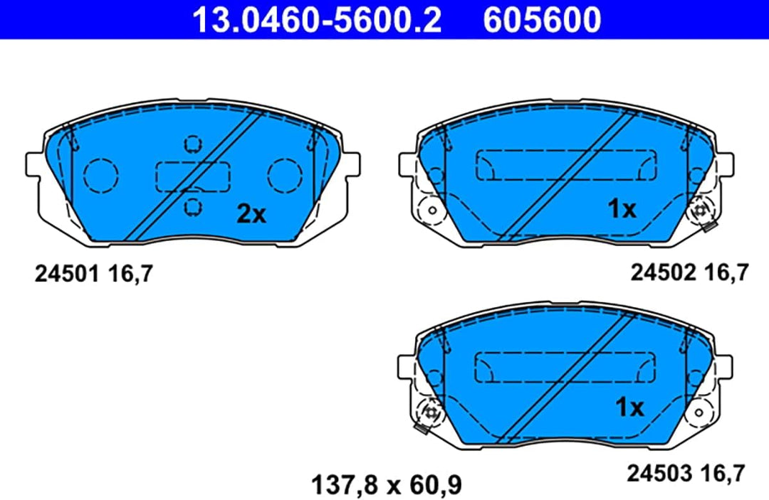 ATE Original Bremsbeläge - Belagsatz - für Scheibenbremse - 13.0460-5600.2 - ECE-R90 Strassenzulassu