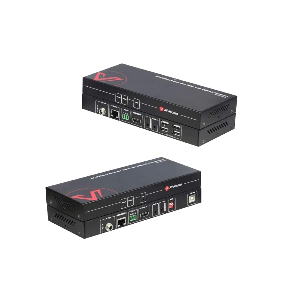 AV Access HDMI USB Extender (HDBaseT) KVM, 100m 4K60Hz 1080p120Hz über Cat5e/6/6a/7, Tastatur + Maus