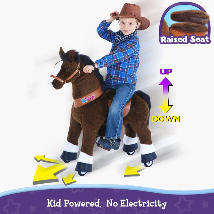 PonyCycle Offizielle Klassisch Modell U Reiten auf Pferd Spielzeug Plüsch Lauftier Dunkelbraunes Pfe