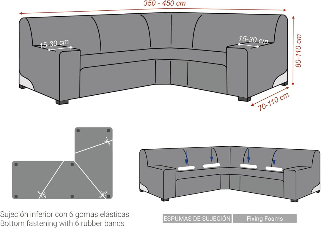 Milica Bezug für Ecksofa aus anpassbarem Stoff, normale Grösse (bis zu 450 cm), Farbe 08 Rot 08 - Ro