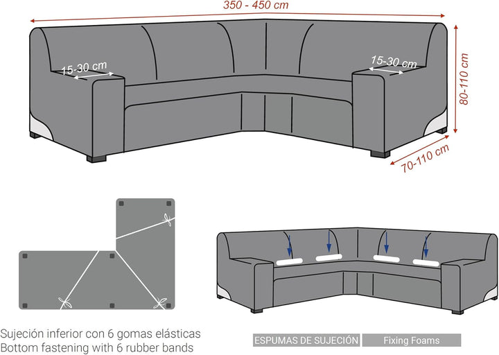 Milica Bezug für Ecksofa aus anpassbarem Stoff, normale Grösse (bis zu 450 cm), Farbe 08 Rot 08 - Ro