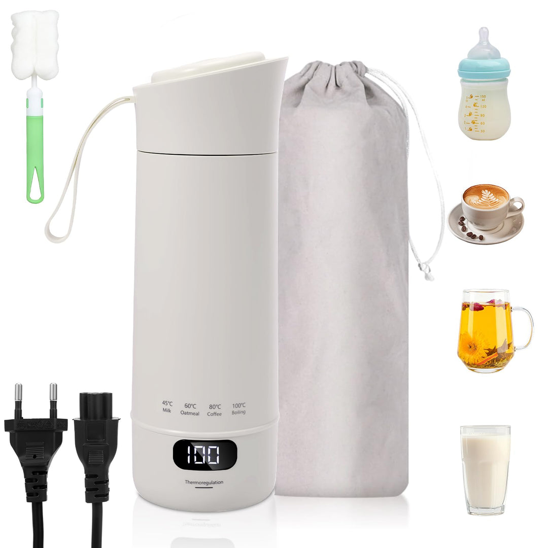 Reisewasserkocher 400 ml, Elektrischer Wasserkocher Klein, Tragbare Wassertasse 300 W mit Temperatur