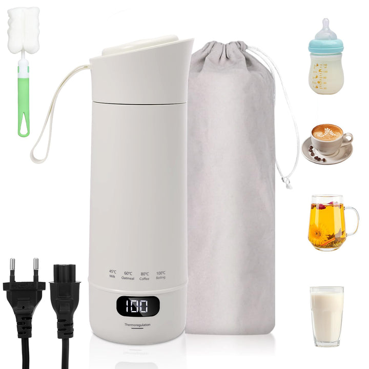 Reisewasserkocher 400 ml, Elektrischer Wasserkocher Klein, Tragbare Wassertasse 300 W mit Temperatur