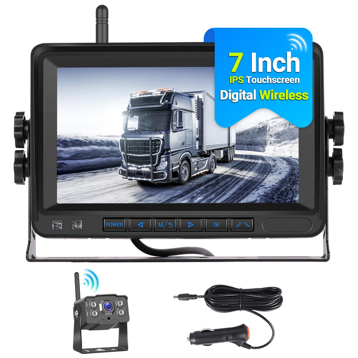 Hikity Stabile Digital Wireless Rückfahrkamera Funk Set mit 7 Zoll IPS Monitor AHD 1080P Rückfahrkam
