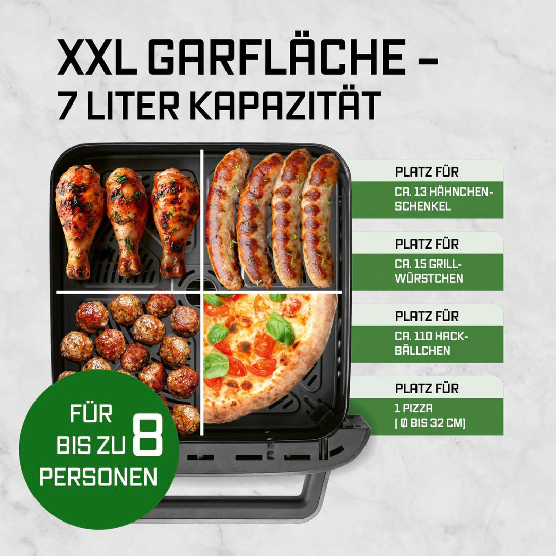 GOURMETmaxx AirGenius Heissluftfritteuse - 7 L Airfryer | Fritteuse mit XXL-Garfläche & 10 Programme
