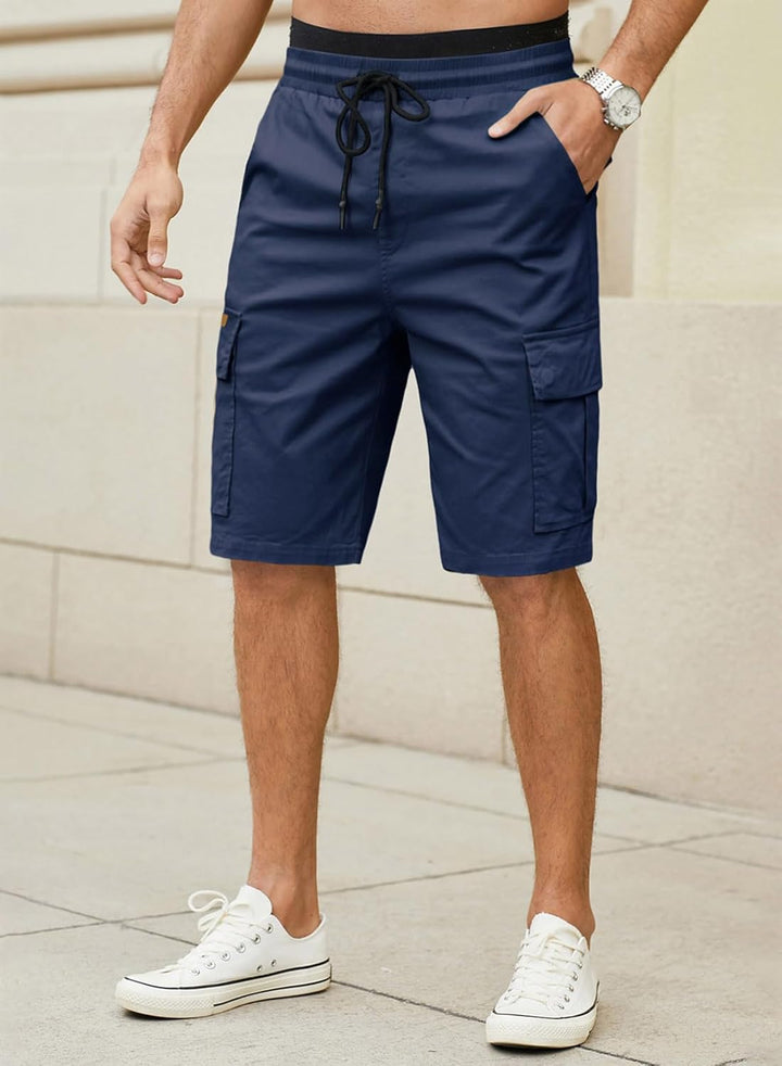 JMIERR Kurze Hosen Herren Baumwolle Cargo Shorts Herren Sommer Freizeithose mit Taschen S B Blau, S
