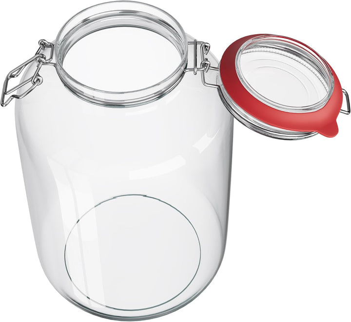 WELLGRO 2x Einmachgläser mit Bügelverschluss rund 4880ml, Fermentierglas, Vorratsgläser mit Deckel -