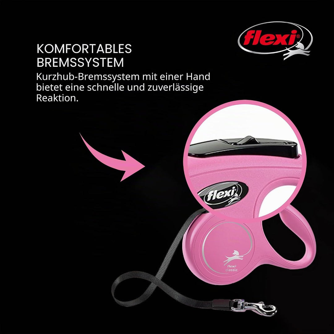 Flexi Klassische einziehbare Hundeleine, ergonomisch, langlebig und verhedderungsfrei, für Hunde bis