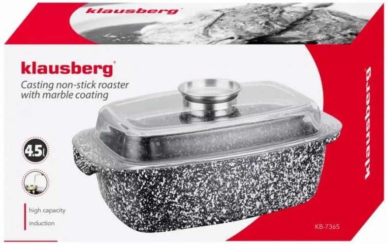 Klausberg 2-TLG Röster Bräter mit Antihaftbeschichtung Marmor 4.5L 32cm KB-7365